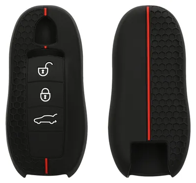 Produktbild von kwmobile Schlüsselhülle für Porsche 3-Tasten Autoschlüssel (nur Keyless) Hülle - Autoschlüssel Schlüssel Hülle aus Silikon - Schlüsseletui in Schwarz