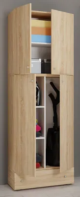 Produktbild von VCM Holz Besenschrank | 6 Fächer | Maße: H. 200 x B. 70 x T. 39 cm | Haushaltsschrank | Mehrzweckschrank | Extra Schublade - Lona