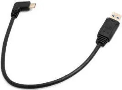 Produktbild von SYSTEM-S USB 3.1 Type C Stecker 90° gewinkelt zu USB A 3.0 Stecker Kabel 30 cm