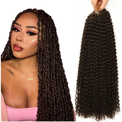 Immagine prodotto di 6 confezioni di capelli sintetici per trecce "Passion Twist", lunghezza 18 pollici, tipo "faux locs" per trecce all'uncinetto, colore 4