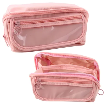 Image de Trousse scolaire extensible spacieuse rose 20x10cm