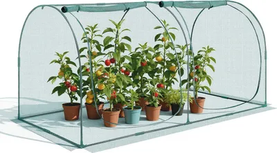 Produktbild von Pflanzenschutzzelt - Pflanzenschutznetz-Gewächshaus für Hochbeete - 248,9 x 120 x 120 cm - Mit Reißverschluss-Tür - Windbeständig - Für Garten & Terrasse