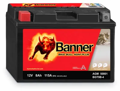 Produktbild von Banner Bike Bull AGM PLUS Motorradbatterie YT9B-4 BGT9B-4 12V 8Ah 50801