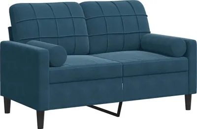 Produktbild von vidaXL 2-Sitzer-Sofa mit Zierkissen Blau 120 cm Samt