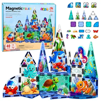 Productafbeelding van Magnetische constructieblokken Zeedieren Oceaan 40 st.