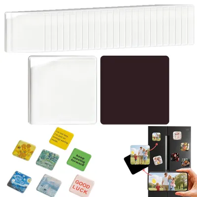 Produktbild von 25 Stück Sublimation Magnet Rohlinge, Kühlschrankmagnet, DIY Fotomagnete für Küche, Wand, Büro, Deko (5x5cm)
