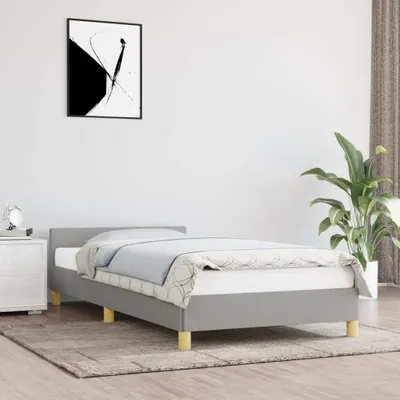 Produktbild von The Living Store Bettgestell mit Kopfteil Hellgrau 100x200 cm Stoff