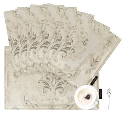 Productafbeelding van Placemats 30x45cm - Luxe tafelmatten set van 6 in lichtchampagne