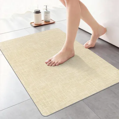 Immagine prodotto di Tappetino da bagno antiscivolo, telo da doccia ad asciugatura rapida e assorbente, color beige, 40 x 60 cm