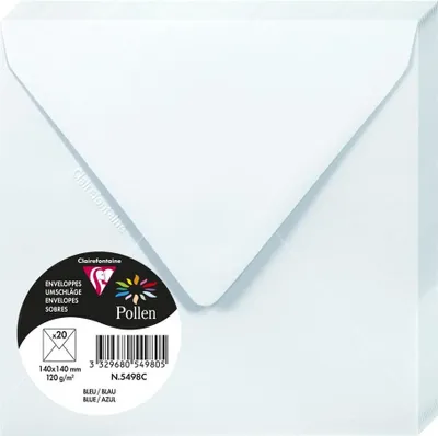 Immagine prodotto di Buste Clairefontaine Pollen, 20 pezzi, blu, 140x140 mm, 120 g