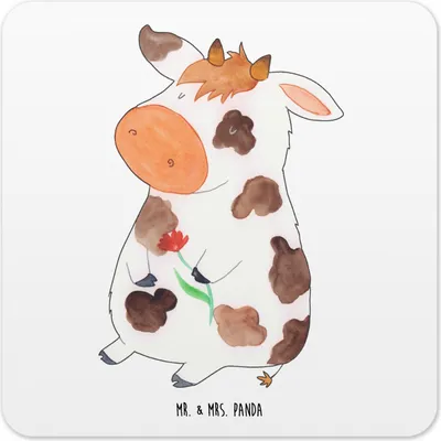 Produktbild von Mr. & Mrs. Panda Untersetzer für Gläser Kuh 6er Set - Weiß - Geschenk, Bauernhof, Träume, Coaster, Glas-Untersetzer, Spruch, Milch, Tassen-Untersetzer, Tassenuntersetzer