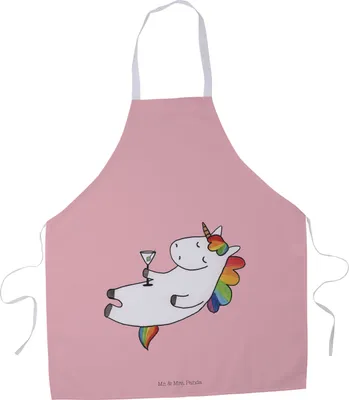 Produktbild von Mr. & Mrs. Panda Schürze Einhorn Cocktail - Rot Pastell - Geschenk, Unicorn, Servierschürze, Kochkleidung, Cuba Libre, Caipirinha, Geburtstag, Party, Küchenzubehör