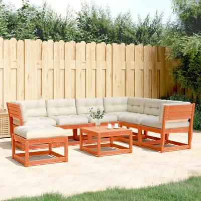 Produktbild von Design 7tlg Garten-Lounge-Set mit Kissen Wachsbraun Massivholz Kiefer, Gartenmöbel-Sets 2024 Neu