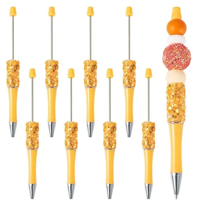 8 DIY-Perlenstifte mit Glitzer, Kugelschreiber, Orange