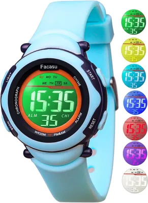 Produktbild von Kinderuhr Digital für Mädchen Jungen,wasserdichte Kinderuhr,Bunt Light,Outdoor Sport Einfaches Ablesen Einstellen der mit Stoppwatch Alarm für Kinder