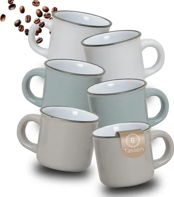 Produktbild von Espresso-Tassen Email-Optik 6er Set dickwandige Keramik, 50 ml