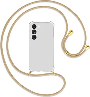 Produktbild von Handykette Backcover-Schutzhülle mit Band (Metall goldfarben) für Samsung Galaxy S23 - caramel