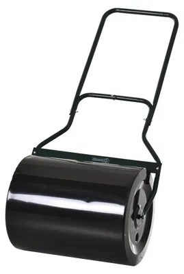 Image de Rouleau de jardin, rouleau pour pelouse avec poignée en forme de U, métal résistant à la rouille, noir et vert | 57 x 40 x 123 cm | Capacité de 60 litres | Diamètre de 40 cm