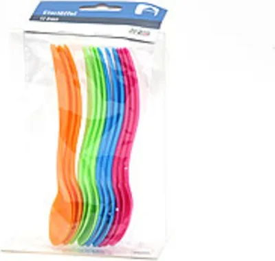 Produktbild von 12er Set bunte Eierlöffel Dessertlöffel 14 cm – vielseitige und praktische Kunststofflöffel farblich sortiert