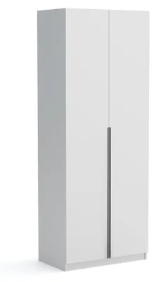 Produktbild von Kleiderschrank Bristol 90 cm, Weiß mit Einlegeplatten, Drehtürenschrank, Farbauswahl, 90x54x234 cm 2-türig,