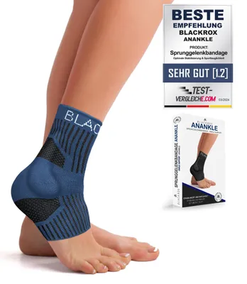 Produktbild von BLACKROX ANANKLE Sprunggelenkbandage Silikon Knöchelstütze Blau Gr. L
