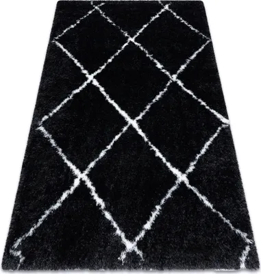 Produktbild von Teppich FLUFFY 2373 Shaggy Gitter - anthrazit / weiß Schwarz 180x270 cm