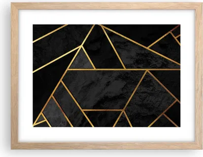 Produktbild von Gerahmtes Poster - Rahmen in heller Eiche - Abstraktion Gold Schwarz - 40x30 cm - Wand Bild - Wanddeko - Wandbilder - Wandposter - Bilderrahmen - Bilder - Kunstdruck - Wandbild - P2NAA40x30-4358