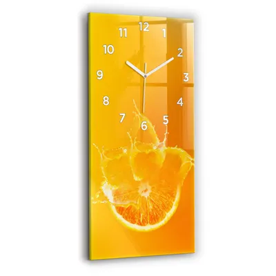 Produktbild von Wallfluent Wanduhr – Stilles Quarzuhrwerk - Uhr Dekoration Wohnzimmer Schlafzimmer Küche - Zifferblatt - weiße Zeiger - 30x60 cm - Orange