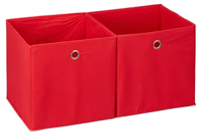 Obrázek produktu pro 4 ks látkových úložných boxů, čtvercové, úložné boxy do regálu, látkové boxy ve tvaru kostky, V x Š x H: 30 x 30 x 30 cm, červené
