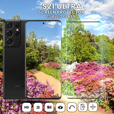 Produktbild von 1-Pack Samsung Galaxy S21 Ultra Displayschutzfolie - Gehärtetes Glas 9H - Super Qualität 3D
