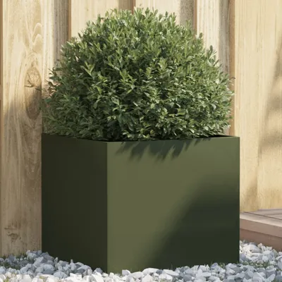 Produktbild von Design Pflanzkübel Olivgrün 42x40x39 cm Kaltgewalzter Stahl, Gabionen 2024 Neu