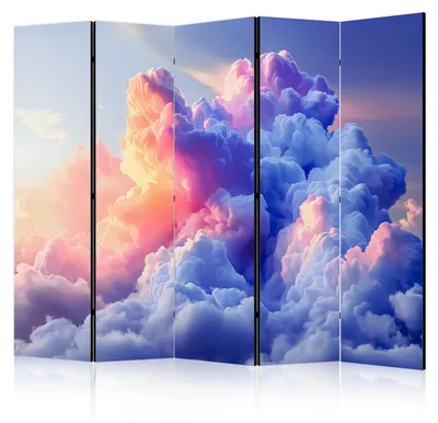 Produktbild von Muralo Einseitig bedruckter Paravent 5-teilig Raumteiler klappbar bunte Wolken 225cmx172cm