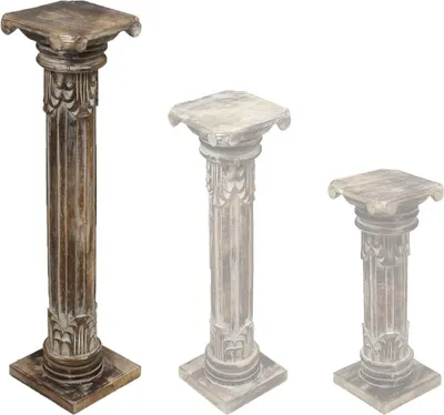 Produktbild von Säule Antike Blumensäule Dekosäule Ständer Sockel Podest Blumenständer Holz in vielen verschiedenen Designs , Säulen Variante Antik:Braunwash 100 cm