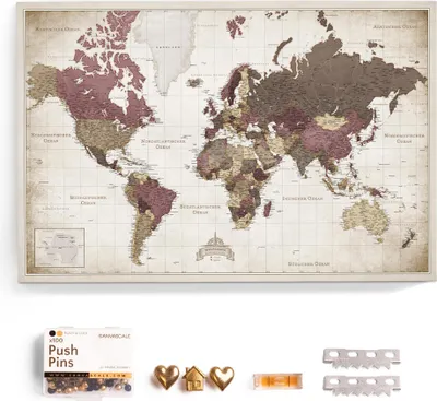Image de Image sur toile Panneau en liège Carte du monde de l'Europe Rayures fines 90 x 60 cm