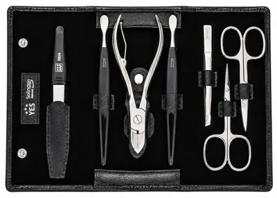 Productafbeelding van 7-delige manicure-set Yes Solingen, lederen etui, nagelknipper, merk BECKER-MANICURE