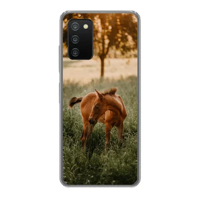 Produktbild von MuchoWow® Handyhülle Schutzhülle Hülle für Samsung Galaxy A03s Pferd - Gras - Baum Silikon Softcase Handy Hülle - Schutz