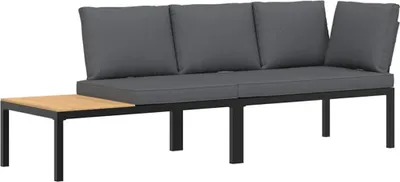 Produktbild von vidaXL 2-tlg. Garten-Sofagarnitur mit Kissen Schwarz Aluminium