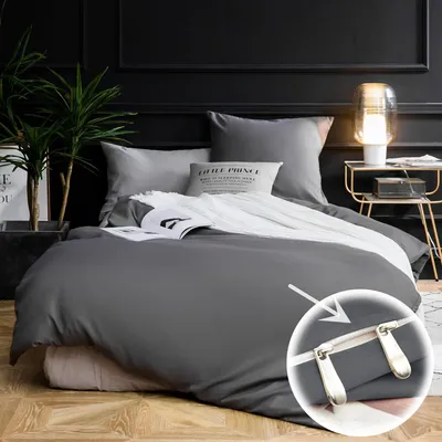 Produktbild von AYSW Bettwäsche Mikrofaser 1 Bettbezug 200x200cm + 2 Kopfkissenbezug 80x80cm Grau