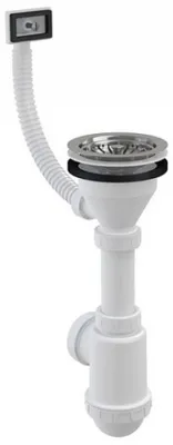Obrázok produktu pre Drezový sifón DN50/40 s nerezovou mriežkou DN115 a flexi prepadom