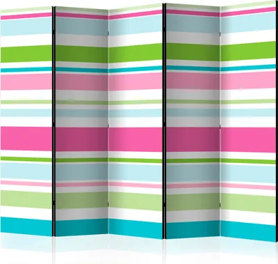 Produktbild von Akusticher Raumteiler geometrische Muster Foto Paravent 225x172 cm beidseitig auf Vlies-Leinwand bedruckt Akustikschaum Trennwand Spanische Wand Sichtschutz Home Office optisch f-C-0399-z-c