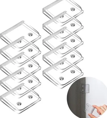 Immagine prodotto di Set di 10 supporti per tende in plastica - Adesivi, trasparenti e resistenti al vento