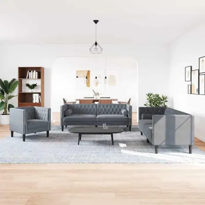 Produktbild von vidaXL Sofa Set Dunkelgrau Samt