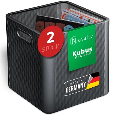 Obrázok produktu pre Novaliv 2x box 30x30x30 cm plastové boxy pre regálové koše Kallax 30x30 úložný box ako skriňové boxy ideálne ako boxy pre regál Kallax skladacie boxy 30x30x30 cm skladací box 30x30 ako boxy Kallax