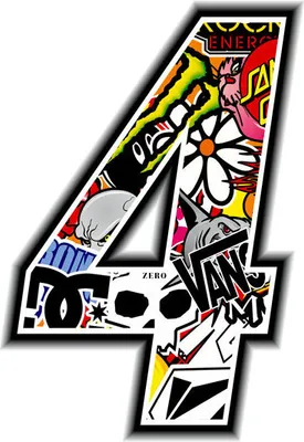Produktbild von Sticker Rennnummer für Motorrad "4" Sticker Bomb 100 mm