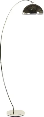 Produktbild von BELIANI Stehlampe Gold Metall 188 cm runder Schirm geschwungen Bogenform langes Kabel mit Schalter Bogenlampe Industrie Look Wohnzimmer Schlafzimmer