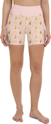 Produktbild von Mr. & Mrs. Panda Yoga Shorts Biene Happy Größe XS - Rosa - Geschenk, Yogabekleidung, Sportshorts, Sportbekleidung, Sporthose, Damen, Wespe