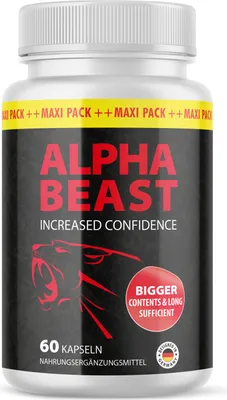 Produktbild von Alpha Beast Kapseln - für den aktiven Mann - mit wertvollen Inhaltsstoffen wie L-Arginin, L-Citrullin und Maca - 60 Kapseln pro Dose