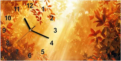 Produktbild von Wanduhr aus Glas mit Motiv Herbstlicher Wald- 60 x 30 cm - inkl. Aufhängesystem