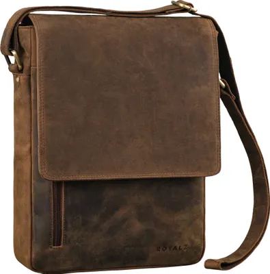 Produktbild von ROYALZ Herren Umhängetasche Leder Schultertasche "Kansas" Vintage Ledertasche 13 - 14 Zoll Laptop-Tasche Echtleder Mittel-groß DIN A4 Messenger Bag für Männer
