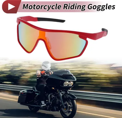 Image de Lunettes De Moto, Lunettes De Soleil De Cyclisme, Verres Rouges, Monture Rouge